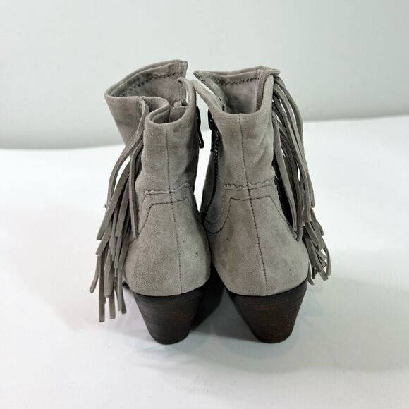 Sam Edelman Boots Womens 9M Gray Louie Western Style Suede Fringed Ankle - Picture 3 of 12